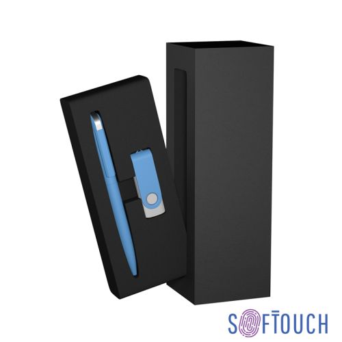 Набор ручка + флеш-карта 8 Гб в футляре, покрытие soft touch, голубой