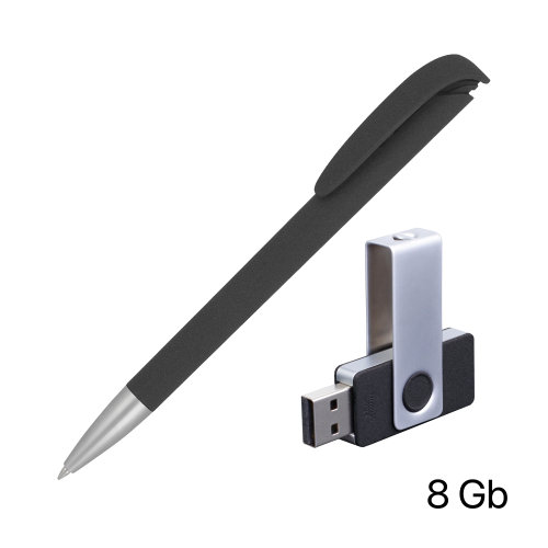 Набор ручка + флеш-карта 8Гб в футляре, черный