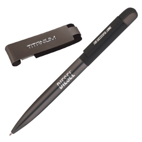 Набор ручка + флеш-карта 8 Гб в футляре, покрытие soft touch, титаниум с черным