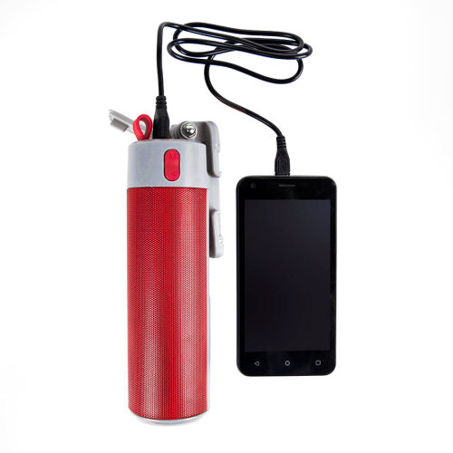 Bluetooth колонка TURBO TUBE с зарядным устройством (2000mAh) и моноподом  (красный, серый)