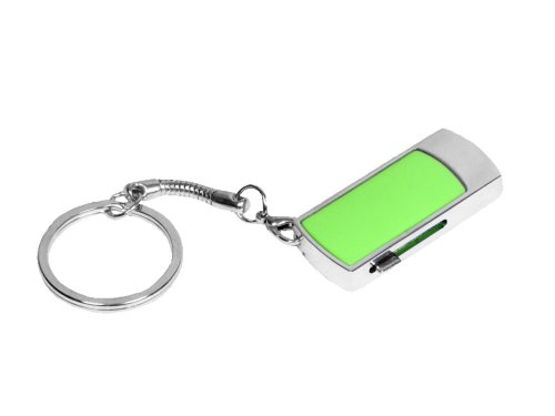 Флешка прямоугольной формы, выдвижной механизм с мини чипом, 16 Гб, зеленый/серебристый