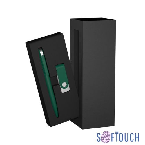 Набор ручка + флеш-карта 8 Гб в футляре, покрытие soft touch, темно-зеленый