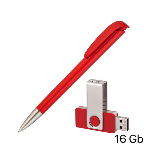 Набор ручка + флеш-карта 8Гб в футляре, красный