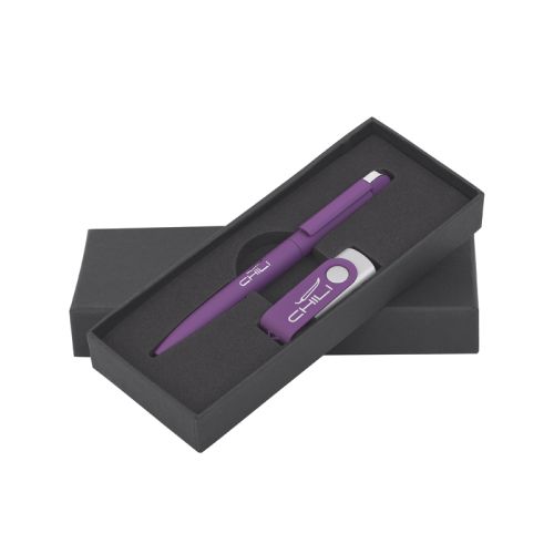 Набор ручка + флеш-карта 8 Гб в футляре, покрытие soft touch, фиолетовый