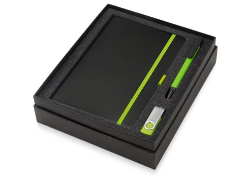 Подарочный набор Q-edge с флешкой, ручкой-подставкой и блокнотом А5, зеленый