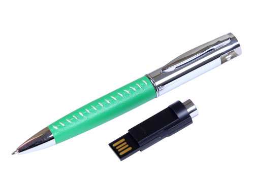 Флешка в виде ручки с мини чипом, 64 Гб, зеленый/серебристый