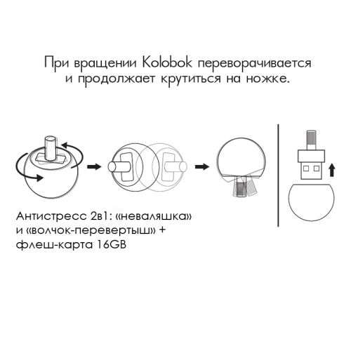 Флеш-карта "Kolobok" 16 Гб, черный с белым