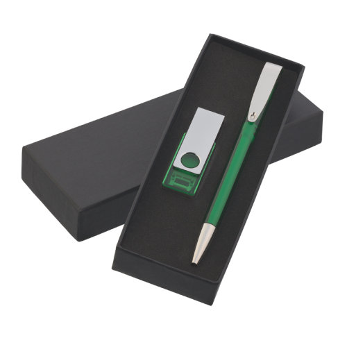 Набор ручка + флеш-карта 8Гб в футляре, зеленый