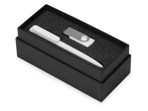 Подарочный набор Qumbo с ручкой и флешкой, белый