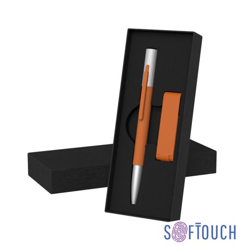 Набор ручка "Clas" + флеш-карта "Case" 8 Гб в футляре, покрытие soft touch, оранжевый