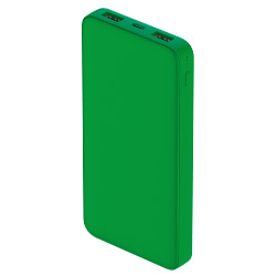 Внешний аккумулятор Polus, 10000 Mah, софт-тач покрытие, зеленый