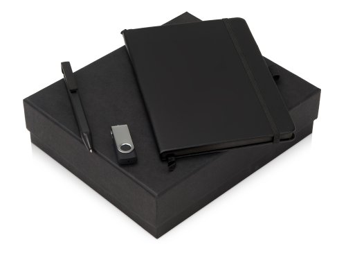 Подарочный набор Q-edge с флешкой, ручкой-подставкой и блокнотом А5, черный