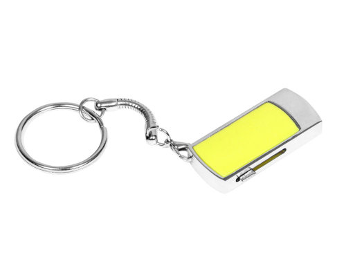 Флешка прямоугольной формы, выдвижной механизм с мини чипом, 8 Гб, желтый/серебристый