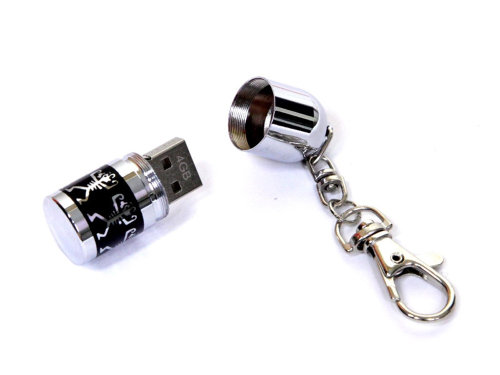 USB-флешка на 64 ГБ в виде пули с танцующими человечками, серебро